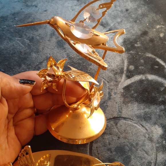 EXQUISITE NEW Pair of Crystal Delight 24K Gold Plated Austrian Crystal Figurines - Picture 5 of 8